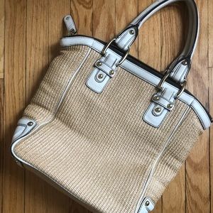 Banana Republic Leather and straw handbag